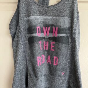 Old Navy Gray Muscle Tee with Pink Text